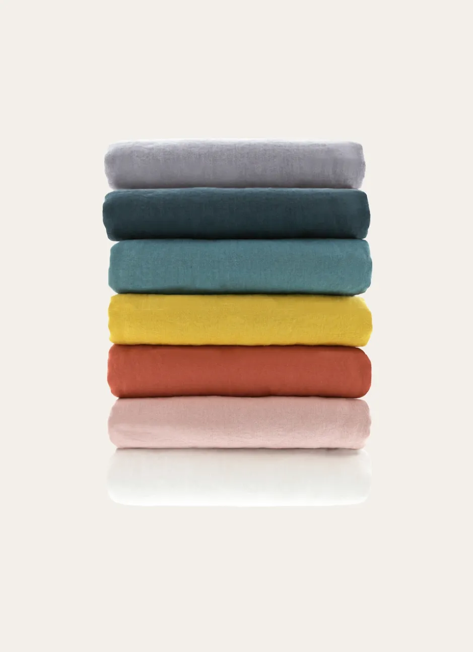 DRAP PLAT UNI EN LIN LAVÉ - 165GR BLANC