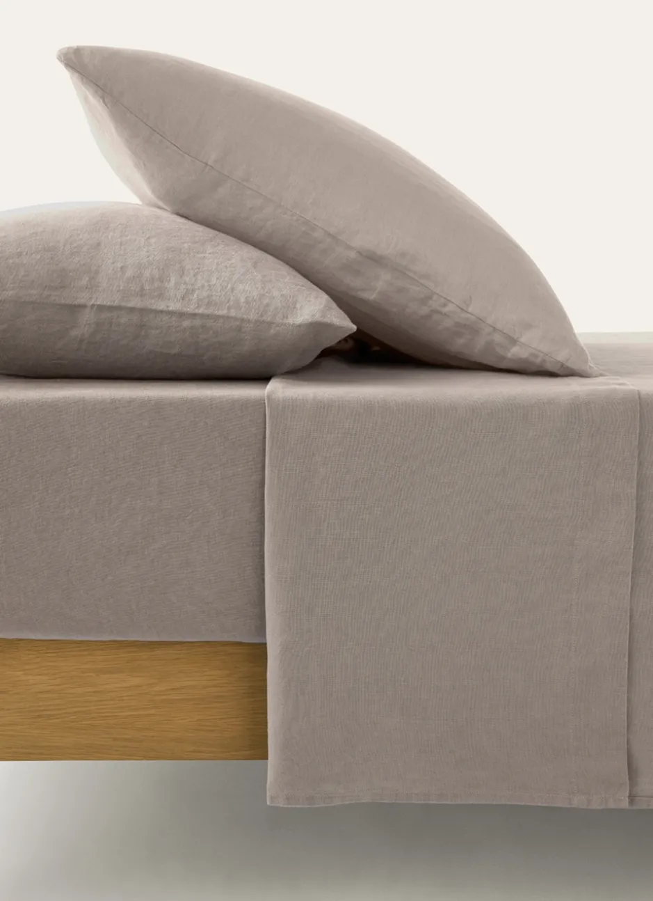 DRAP PLAT UNI EN LIN LAVÉ - 165GR TAUPE