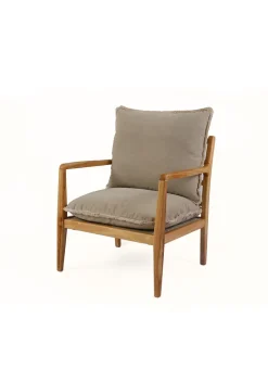 FAUTEUIL EN BOIS AVEC COUSSINS DÉHOUSSABLES BEIGE