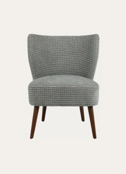 FAUTEUIL EN TISSU AVEC PIEDS EN BOIS BLEU GRISÉ