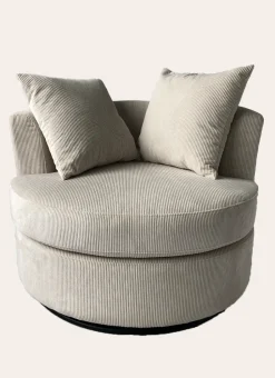 FAUTEUIL PIVOTANT AVEC 2 COUSSINS ÉCRU