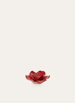 FLEUR DÉCORATIVE EN GRÈS COLORÉ ROUGE