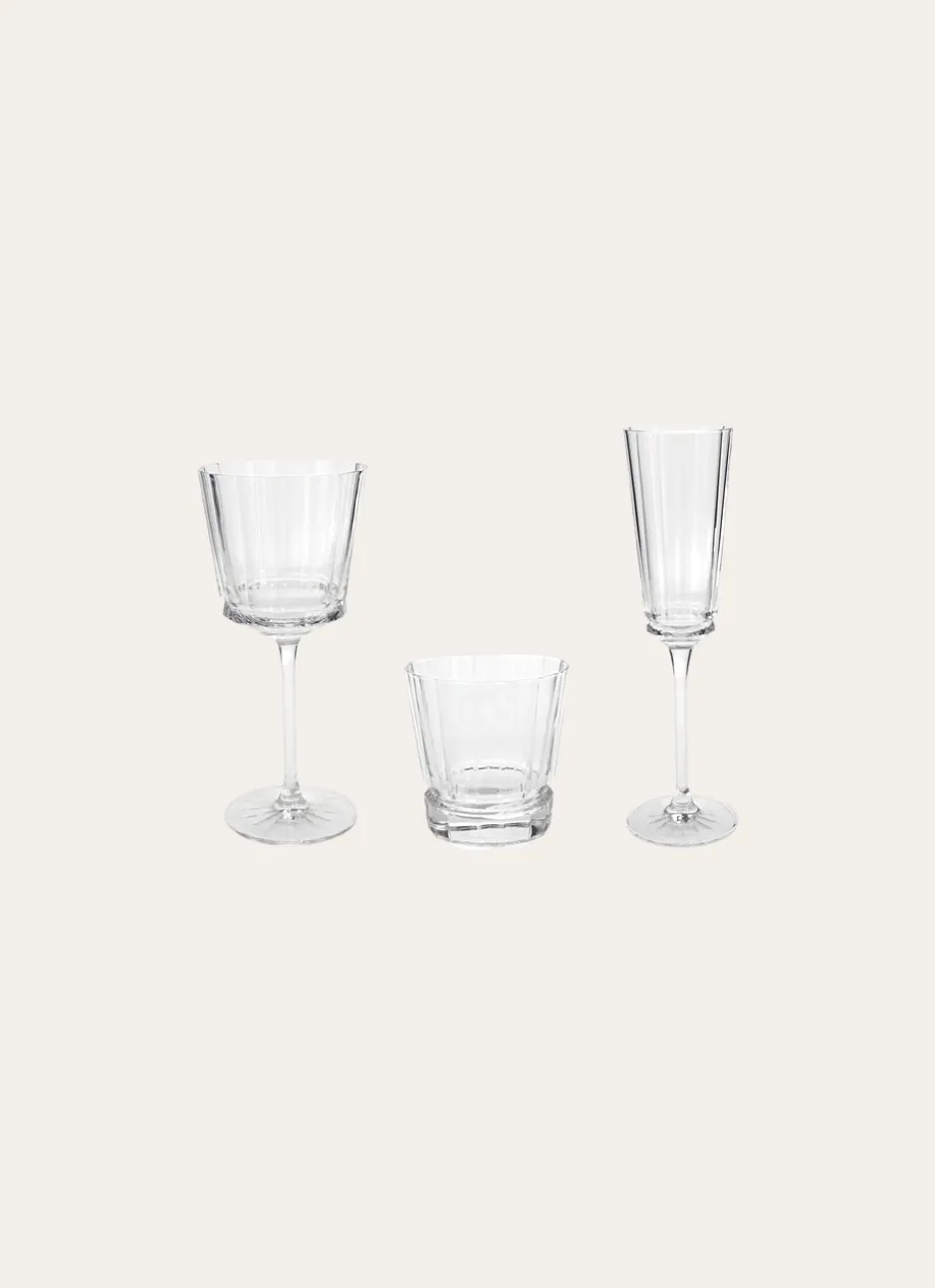 FLUTE A CHAMPAGNE EN CRISTALLIN PLISSÉ TRANSPARENT
