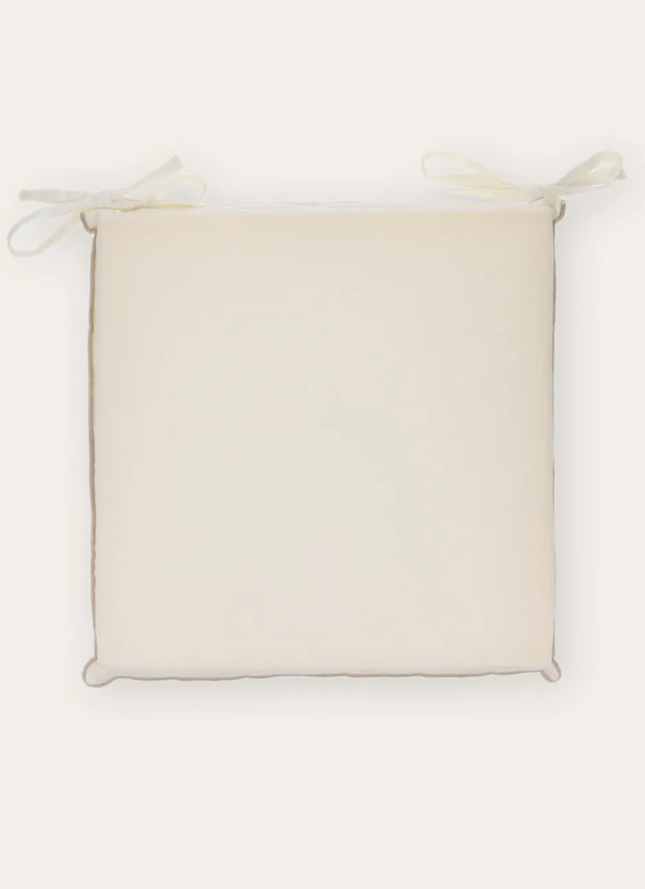 GALETTE DE CHAISE DÉHOUSSABLE COTON/LIN LAIT/MASTIC