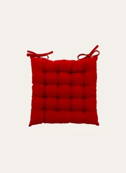 GALETTE DE CHAISE UNIE EFFET DE MATIÈRE rouge