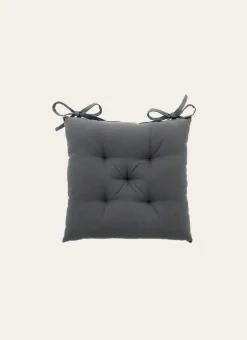 GALETTE DE CHAISE UNIE EN COTON GRIS ANTHRACITE
