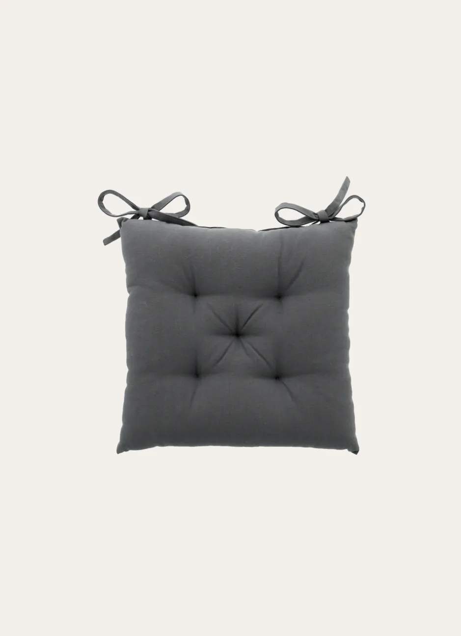 GALETTE DE CHAISE UNIE EN COTON GRIS ANTHRACITE