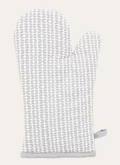 GANT DE CUISINE EN COTON IMPRIMÉ MINI MOTIFS GRIS