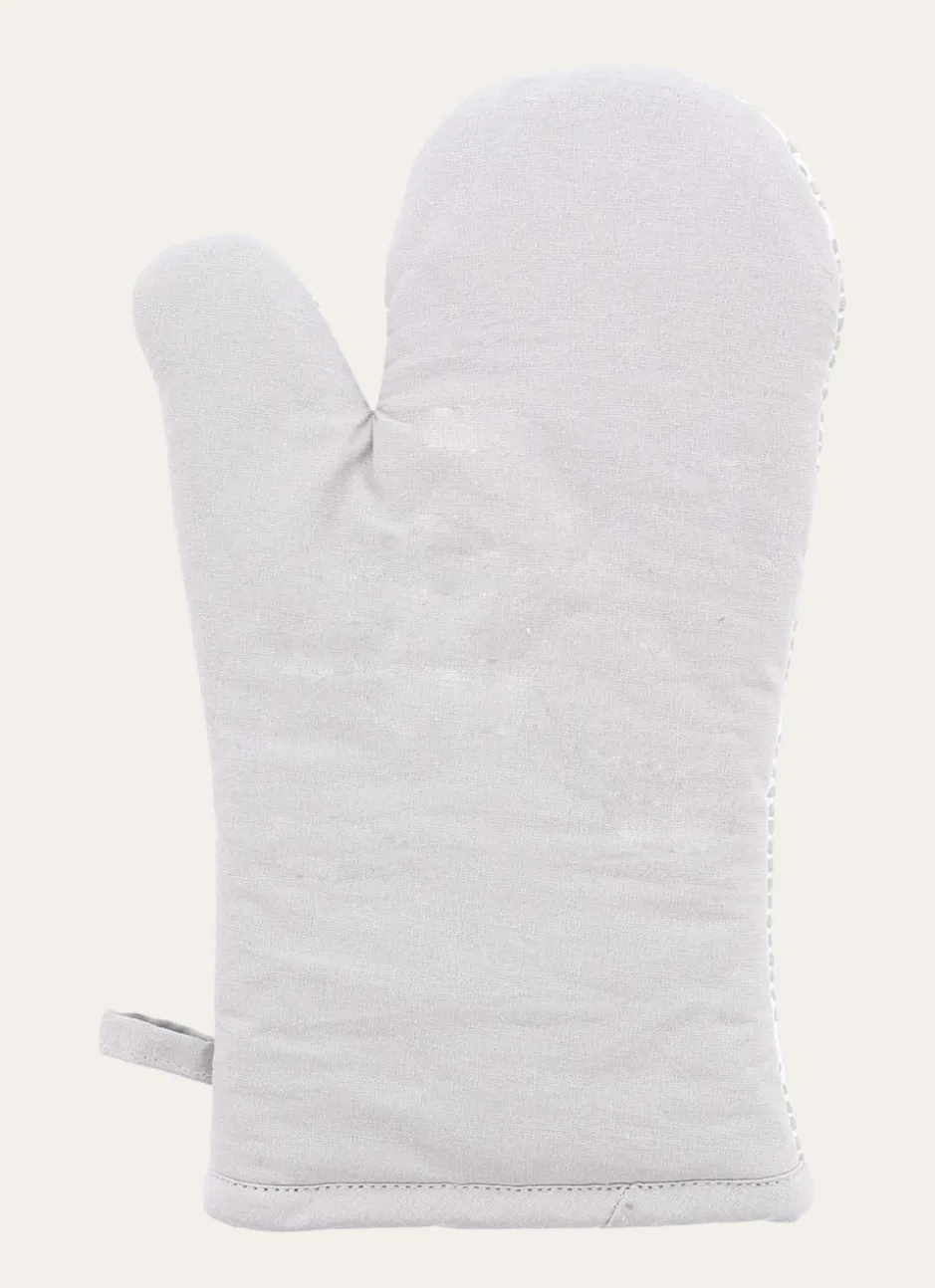 GANT DE CUISINE EN COTON IMPRIMÉ MINI MOTIFS GRIS