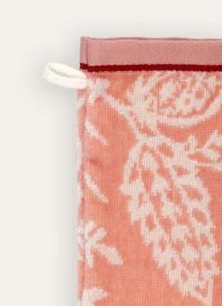 GANT DE TOILETTE JADE À GRANDS MOTIFS FLORAUX ROSE CLAIR