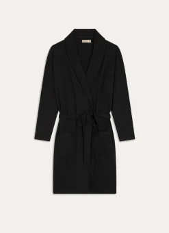 GILET COL CHÂLE EN MAILLE Noir