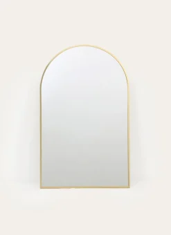 GRAND MIROIR DEMI-LUNE AVEC CADRE EN MÉTAL DORÉ