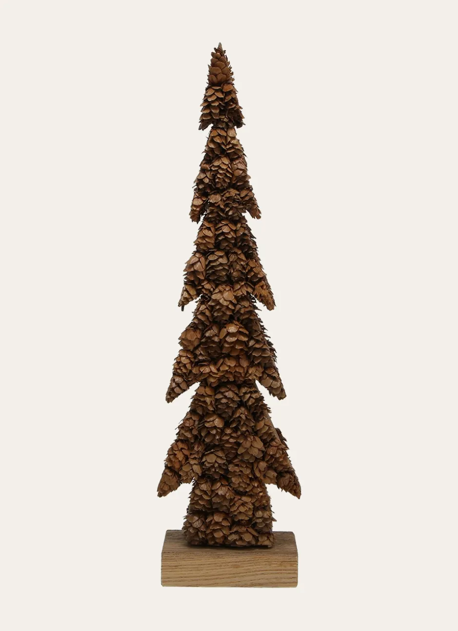 GRAND SAPIN DÉCORATIF EN BOIS BRUN