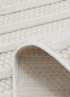 GRAND TAPIS UNI COURBES ET RAYURES VENISE ÉCRU