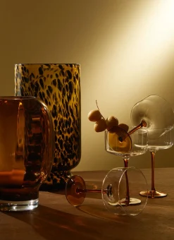 GRAND VASE EN VERRE À MOTIF LÉOPARD MARRON/AMBRE