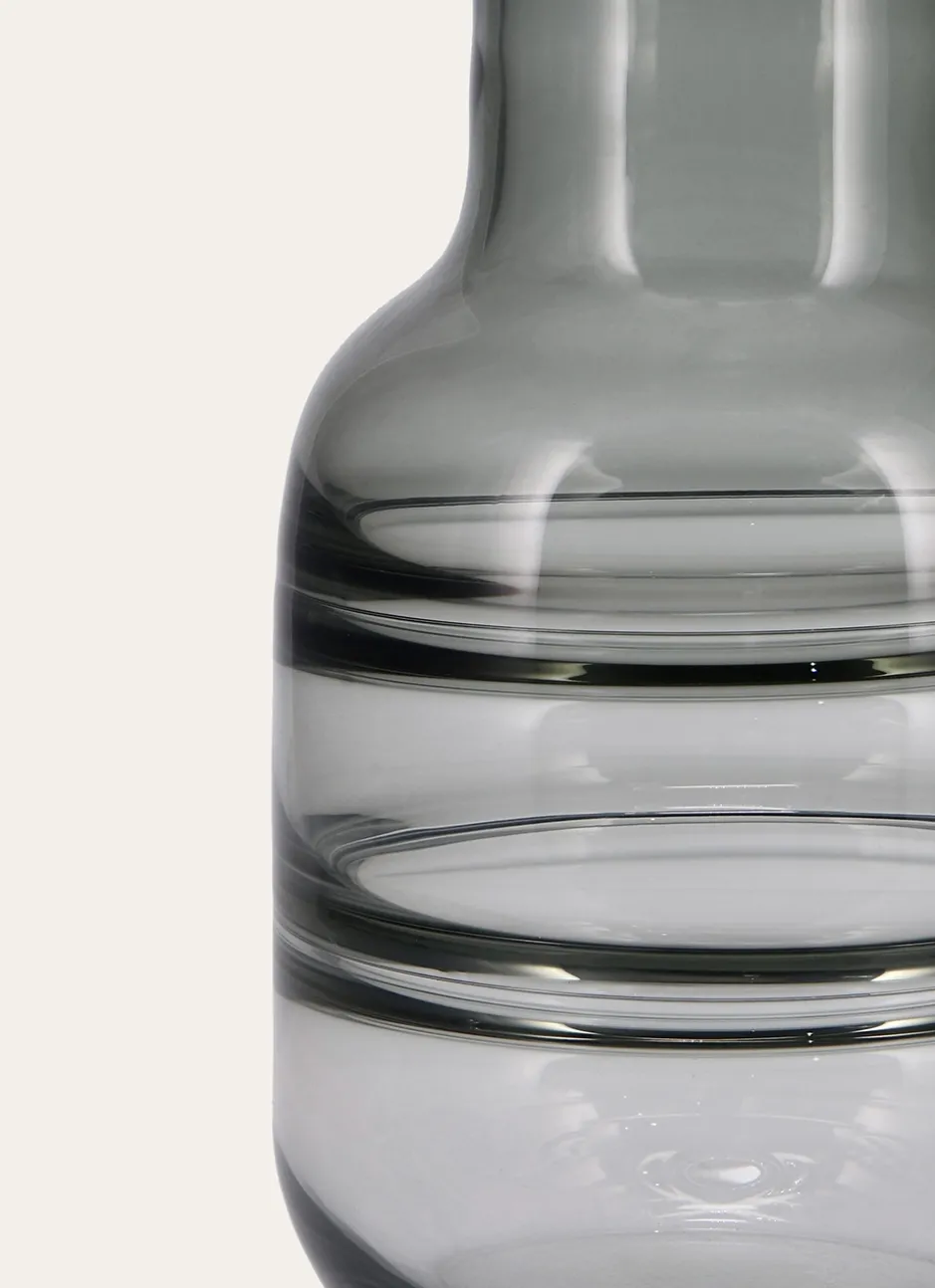 GRAND VASE EN VERRE RICOCHET GRIS TRANSPARENT