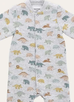 GRENOUILLÈRE EN JERSEY DINOSAURES ET ANIMAUX GRIS