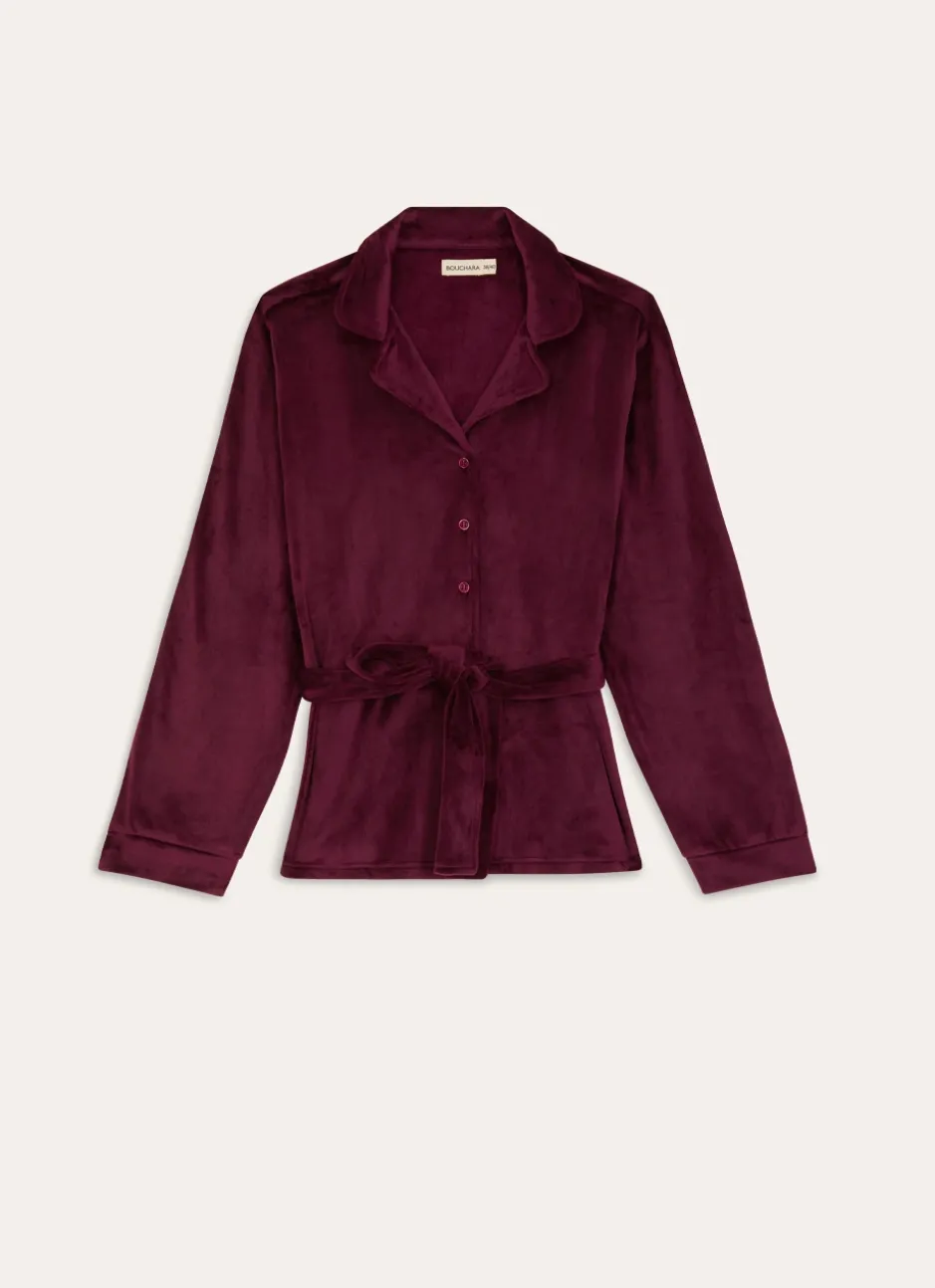 HAUT DE PYJAMA VELOURS ULTRA AUBERGINE
