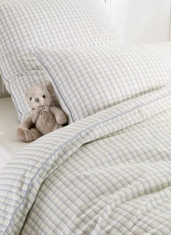 HOUSSE DE COUETTE BÉBÉ À CARREAUX TARTAN BLEU