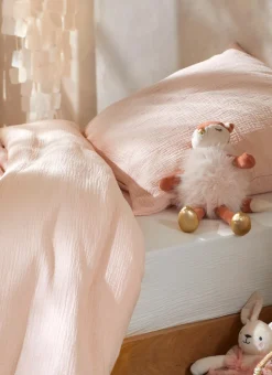HOUSSE DE COUETTE BÉBÉ EN GAZE DE COTON ROSE