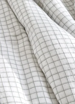 HOUSSE DE COUETTE BÉBÉ EN GAZE DE COTON À CARREAUX ECRU