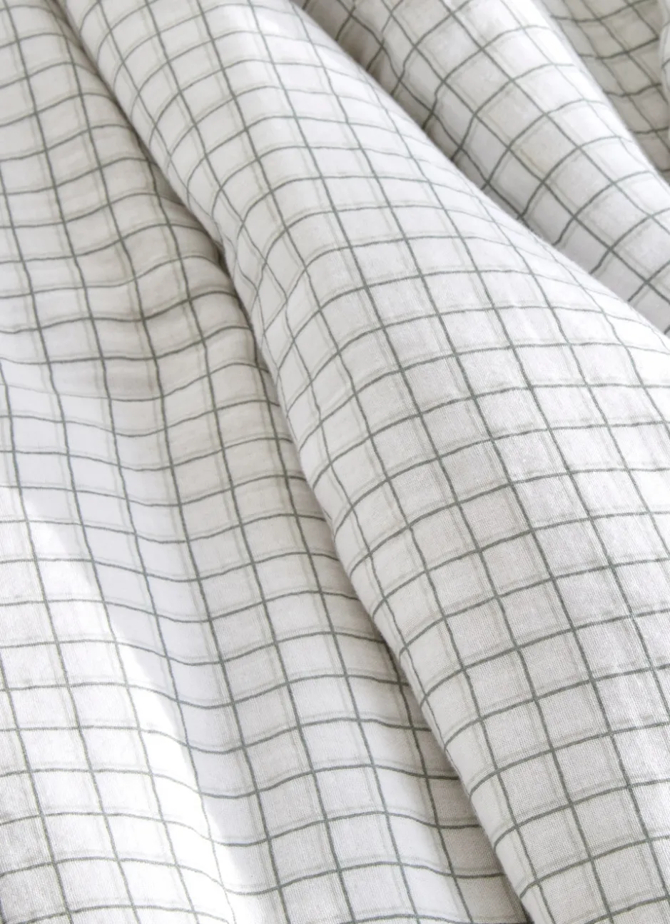 HOUSSE DE COUETTE BÉBÉ EN GAZE DE COTON À CARREAUX ECRU