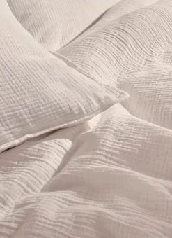 HOUSSE DE COUETTE DOUBLE GAZE DE COTON LAIT