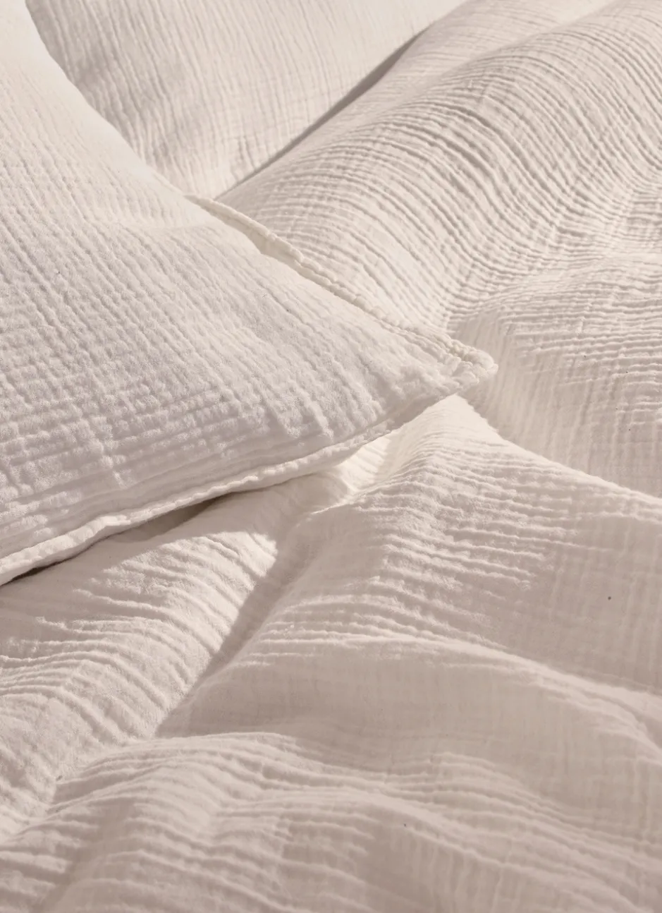 HOUSSE DE COUETTE DOUBLE GAZE DE COTON LAIT