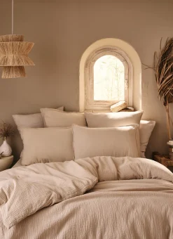 HOUSSE DE COUETTE DOUBLE GAZE DE COTON SABLE