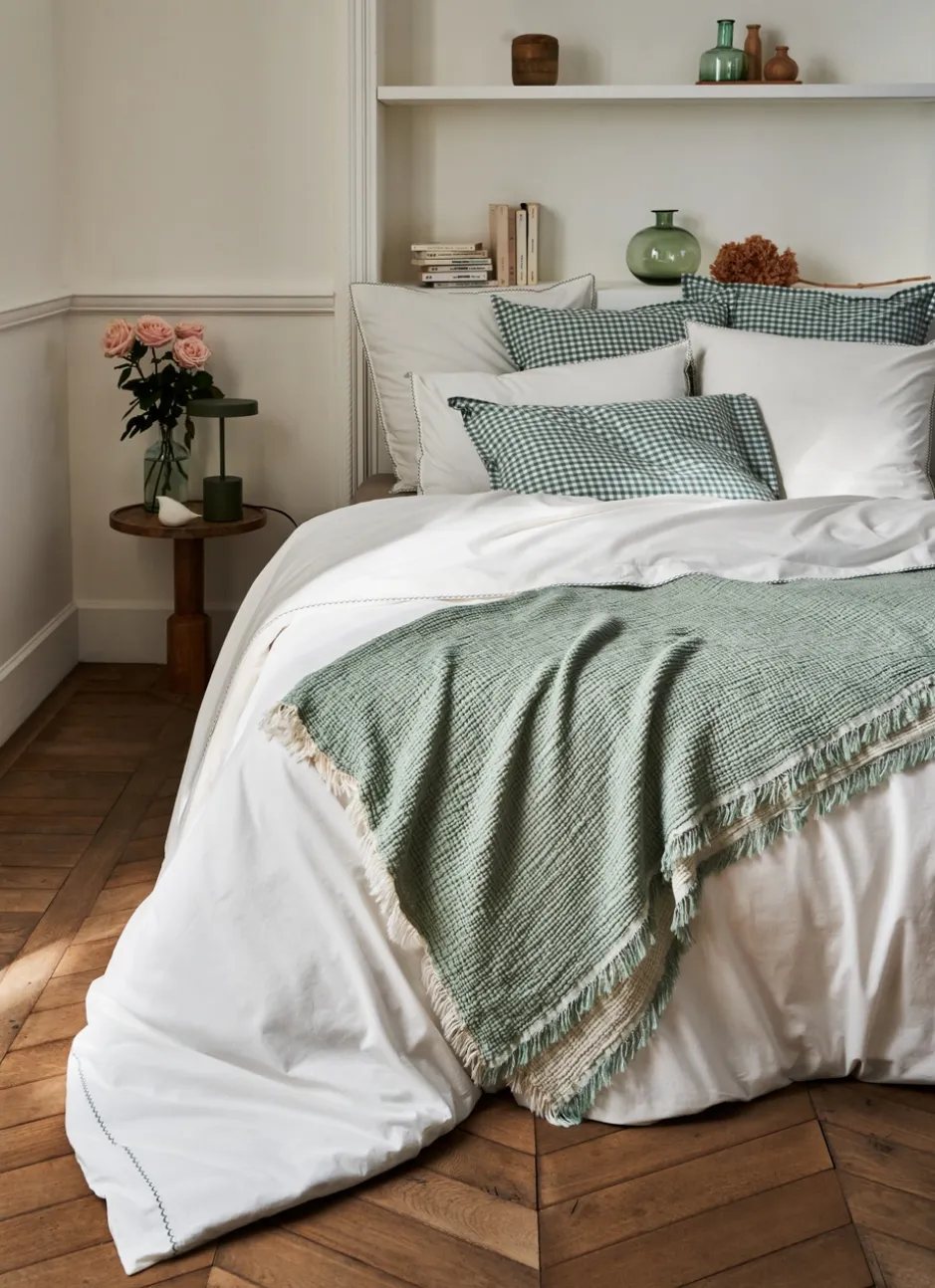 HOUSSE DE COUETTE EN COTON LAVÉ ÉCRU / KAKI
