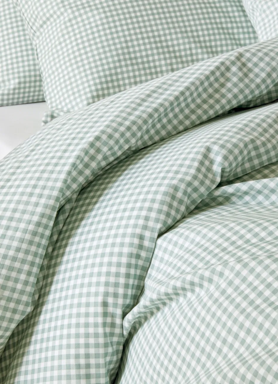 HOUSSE DE COUETTE EN COTON VICHY SAUGE