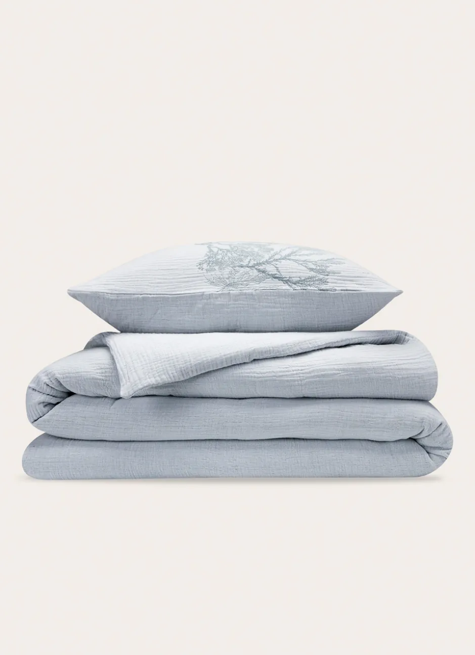 HOUSSE DE COUETTE EN DOUBLE GAZE DE COTON GUAM BLEU