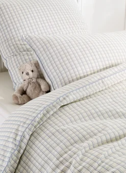 HOUSSE DE COUETTE ENFANT À CARREAUX TARTAN BLEU