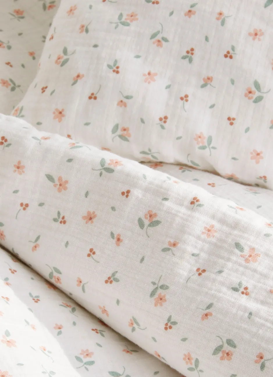 HOUSSE DE COUETTE ENFANT EN GAZE DE COTON CHAMPÊTR ÉCRU