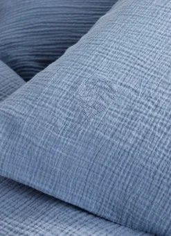 HOUSSE DE COUETTE ENFANT EN GAZE DE COTON BLEU