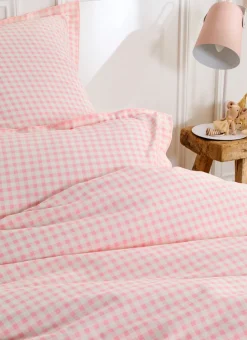 HOUSSE DE COUETTE ENFANT MOTIF VICHY GINGHAM ROSE
