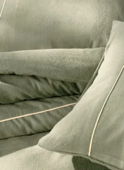 HOUSSE DE COUETTE EN FLANELLE UNIE RAGOON VERT KAKI