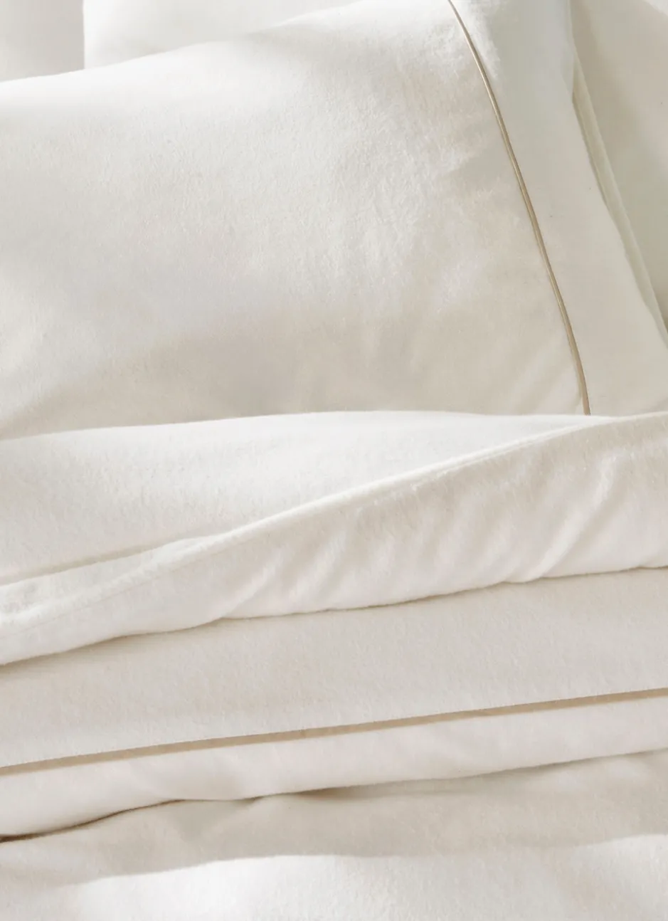 HOUSSE DE COUETTE EN FLANELLE UNIE RAGOON IVOIRE