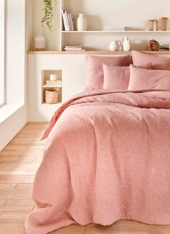 HOUSSE DE COUETTE EN LIN LAVÉ rouge