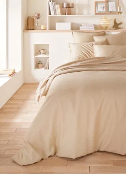 HOUSSE DE COUETTE EN SATIN DE COTON PEIGNÉ UNI MORDORE