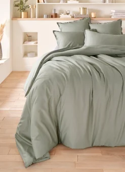HOUSSE DE COUETTE EN SATIN DE COTON LAVÉ SAUGE