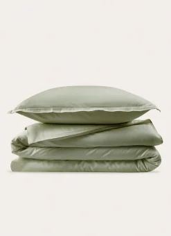 HOUSSE DE COUETTE EN SATIN DE COTON LAVÉ SAUGE