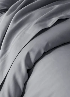 HOUSSE DE COUETTE EN SATIN DE COTON PEIGNÉ UNI ARDOISE