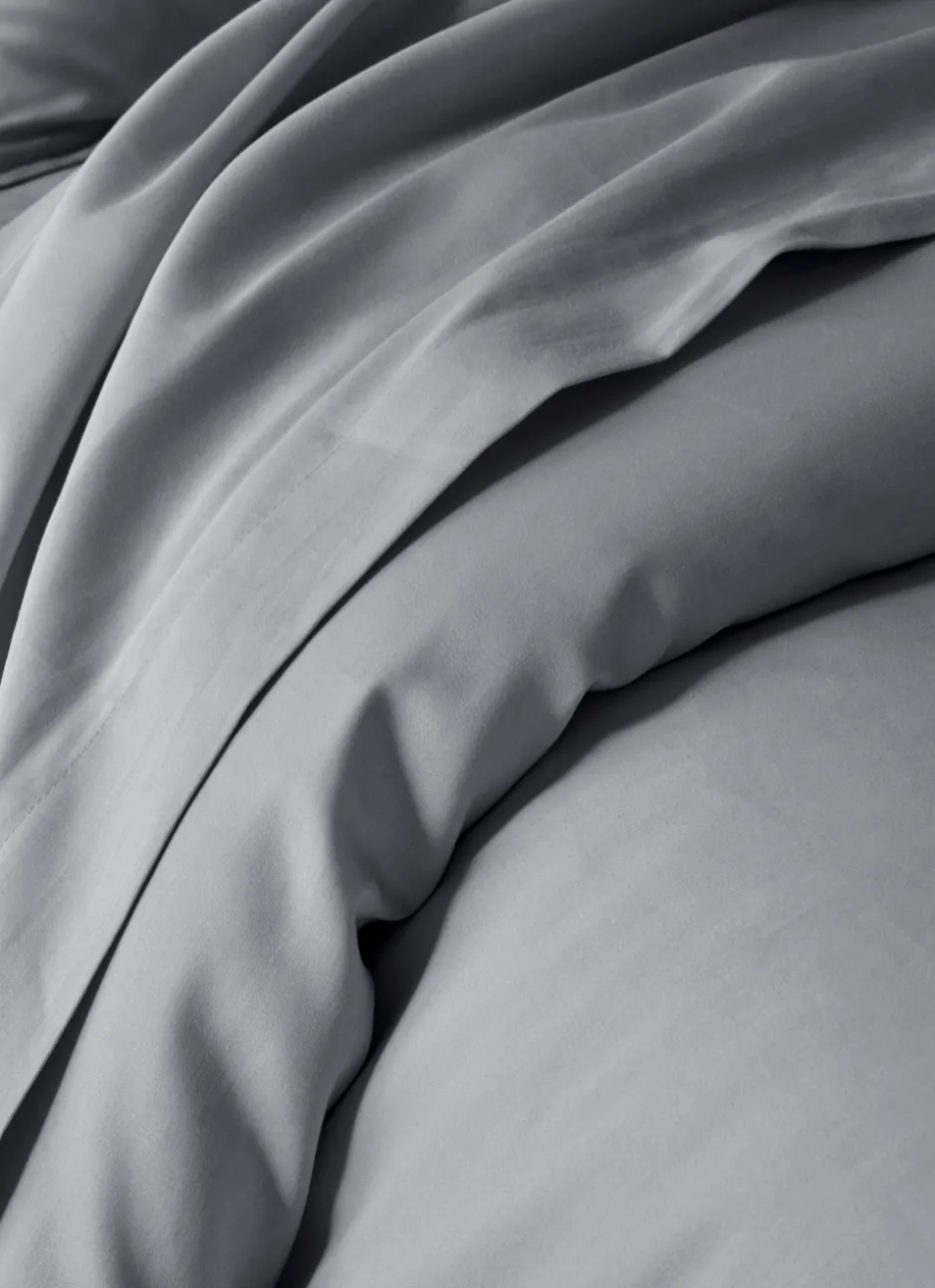 HOUSSE DE COUETTE EN SATIN DE COTON PEIGNÉ UNI ARDOISE