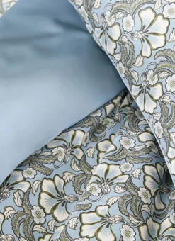 HOUSSE DE COUETTE EN SATIN IMPRIMÉ FLORAL SOLENE BLEU