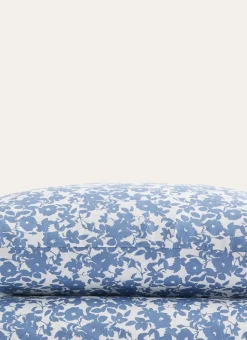 HOUSSE DE COUETTE FLEURIE EN COTON BCI Bleu GRISE