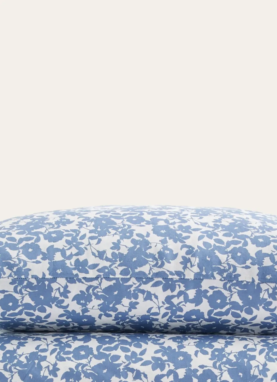 HOUSSE DE COUETTE FLEURIE EN COTON BCI Bleu GRISE