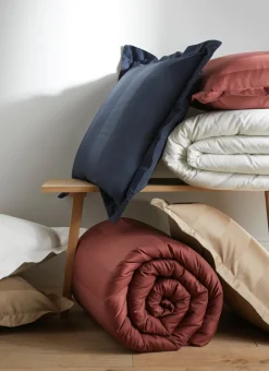 HOUSSE DE COUETTE RAYÉE EN SATIN DE COTON MARINE