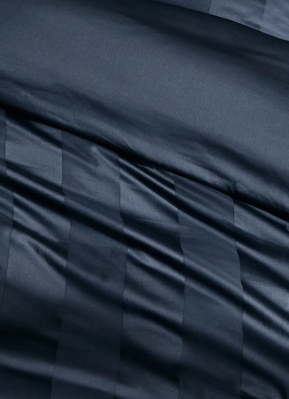 HOUSSE DE COUETTE RAYÉE EN SATIN DE COTON MARINE