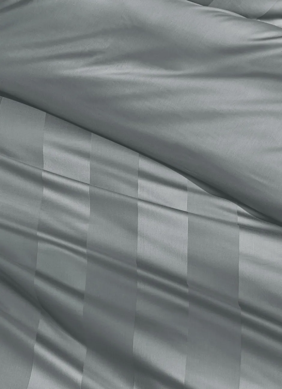 HOUSSE DE COUETTE RAYÉE EN SATIN DE COTON GLACIER
